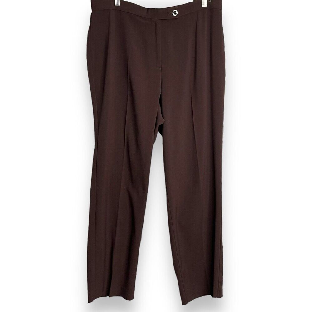 Kim Rogers Straight Leg Dress Pants Women's 14 P Brown Career Casual Minimalist